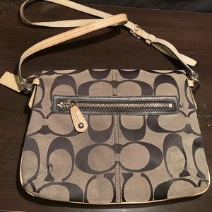 Grey and black Coach purse
